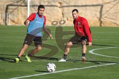 2. Bundesliga - FC Ingolstadt 04 - Winter-Trainingslager Alicante - Darío Lezcano (11, FCI) und Neuzugang Mergim Mavraj (15, FCI)