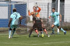 A-Junioren Bundesliga Süd/Südwest - FC Ingolstadt 04 - 1. FSV Mainz 05 - Breunig Maximilian FCI schwarz , Köpft den 1:0 Führungstreffer - Liesegang Marius Torwart Mainz 05 - Jubel -  Foto: Jürgen Meyer