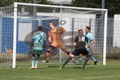 A-Junioren Bundesliga Süd/Südwest - FC Ingolstadt 04 - 1. FSV Mainz 05 - Breunig Maximilian FCI schwarz , Köpft den 1:0 Führungstreffer - Liesegang Marius Torwart Mainz 05 - Jubel -  Foto: Jürgen Meyer