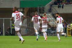 DFB-Pokal - SC Paderborn 07 - FC Ingolstadt 04 - Freistoß Sonny Kittel (10, FCI) Tor Anschluß Treffer 2:1 für Ingolstadt Jubel Charlison Benschop (35 FCI) Robert Leipertz (13, FCI) Lucas Galvao (3 FCI)