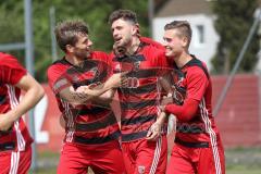 Regionalliga Bayern - U21 FC Ingolstadt 04 II - 1. FC Schweinfurt 05 - Tor zum 2:0 durch Patrick Hasenhüttl (FCI 9), Jubel mit links Paul Grauschopf (FCI) und rechts Markus Pöllner (FCI)