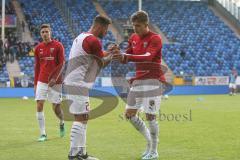 3. Fußball-Liga - Saison 2019/2020 - SV Waldhof Mannheim - FC Ingolstadt 04 - Die Spieler verlassen den Platz nach dem warm machen Robin Krausse (#23,FCI) - Dennis Eckert Ayensa (#7,FCI)  - Foto: Stefan Bösl