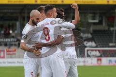 3. Liga - Fußball - SG Sonnenhof Großaspach - FC Ingolstadt 04 - Tor Jubel zum 1:5, Caniggia Ginola Elva (14, FCI) mit Fatih Kaya (9, FCI) Nico Antonitsch (5, FCI)