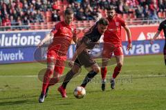 3. Liga - Hallescher FC - FC Ingolstadt 04 - Syhre Anthony (4 Halle) Stefan Kutschke (30, FCI) Papadopoulos Antonios (8 Halle)