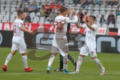 3. Fußball-Liga - Saison 2019/2020 - Bayern München II - FC Ingolstadt 04 - Der 1:1 Ausgleichstreffer durch Dennis Eckert Ayensa (#7,FCI)  - jubel - Stefan Kutschke (#30,FCI)  - Foto: Meyer Jürgen