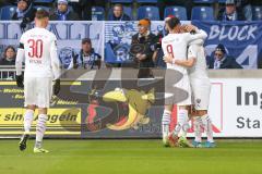 3. Liga - 1. FC Magdeburg - FC Ingolstadt 04 - Beister Maximilian (#10,FCI) mit dem 0:1 Führungstreffer - Jubel - Stefan Kutschke (#30,FCI)  - Fatih Kaya (#9,FCI) - Foto: Jürgen Meyer