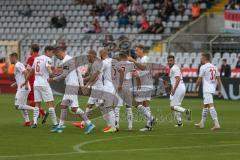 3. Fußball-Liga - Saison 2019/2020 - Bayern München II - FC Ingolstadt 04 - Der 1:1 Ausgleichstreffer durch Dennis Eckert Ayensa (#7,FCI)  - jubel - Stefan Kutschke (#30,FCI)  - Foto: Meyer Jürgen