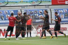 3. Liga - SV Meppen - FC Ingolstadt 04 - Tor Jubel zum 0:2 durch Dennis Eckert Ayensa (7, FCI) mit Frederic Ananou (2, FCI) und Nico Antonitsch (5, FCI) Tobias Schröck (21, FCI) Robin Krauße (23, FCI) Björn Paulsen (4, FCI)