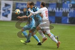 3. Fußball-Liga - Saison 2019/2020 - SV Waldhof Mannheim - FC Ingolstadt 04 - Marcel Gaus (#19,FCI)  -  Marcel Seegert (#5 Mannheim) - Foto: Stefan Bösl