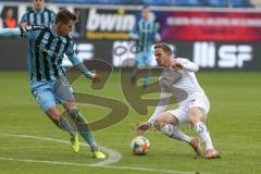 3. Fußball-Liga - Saison 2019/2020 - SV Waldhof Mannheim - FC Ingolstadt 04 - Marcel Gaus (#19,FCI)  - Michael Schultz (#23 Mannheim) - Foto: Stefan Bösl