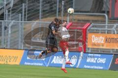 3. Fußball-Liga - Saison 2019/2020 - FC Victoria Köln - FC Ingolstadt 04 - Björn Paulsen (#4,FCI)  beim Kopfball - Albert Bunjaku (#12 Köln) - Foto: Meyer Jürgen