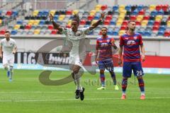 3. Liga - Fußball - KFC Uerdingen - FC Ingolstadt 04 - Tor Jubel 0:1, Caniggia Ginola Elva (14, FCI) Salto