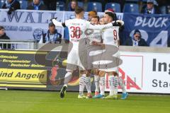 3. Liga - 1. FC Magdeburg - FC Ingolstadt 04 - Beister Maximilian (#10,FCI) mit dem 0:1 Führungstreffer - Jubel - Stefan Kutschke (#30,FCI)  - Fatih Kaya (#9,FCI) - Foto: Jürgen Meyer