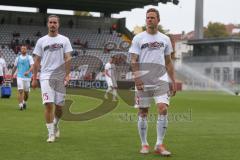 3. Fußball-Liga - Saison 2019/2020 - Bayern München II - FC Ingolstadt 04 - Marcel Gaus (#19,FCI)  - Jonatan Kotzke (#25,FCI) vor dem Spiel - Foto: Meyer Jürgen