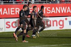 3. Liga - Würzburger Kickers - FC Ingolstadt 04 - Tor 0:1 Jubel Dennis Eckert Ayensa (7, FCI) mit Nico Antonitsch (5, FCI) Thomas Keller (27, FCI) Björn Paulsen (4, FCI) Stefan Kutschke (30, FCI)