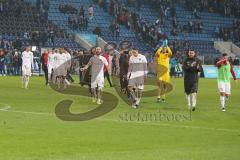 3. Liga - 1. FC Magdeburg - FC Ingolstadt 04 - Die spieler bedanken sich bei den Fans nach dem Spiel - Robin Krausse (#23,FCI)  - Torwart Fabijan Buntic (#24,FCI)  - Fatih Kaya (#9,FCI)  - Tobias Schröck (#21,FCI)  - jubel - Foto: Jürgen Meyer