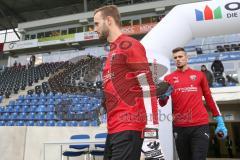 3. Liga - 1. FC Magdeburg - FC Ingolstadt 04 - Torwart Marco Knaller (#1,FCI) und Torwart Fabijan Buntic (#24,FCI)  beim warm machen - Foto: Jürgen Meyer