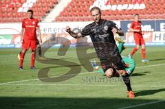 3. Liga - FSV Zwickau - FC Ingolstadt 04 - Maximilian Beister (10, FCI) überwindet Torwart Brinkies Johannes (1 Zwickau) und trifft zum 0:3 Tor Jubel