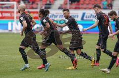 3. Liga - Hallescher FC - FC Ingolstadt 04 - Tor Caniggia Ginola Elva (14, FCI) 0:1, Jubel Nico Antonitsch (5, FCI) Robin Krauße (23, FCI)