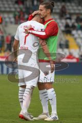 3. Fußball-Liga - Saison 2019/2020 - Bayern München II - FC Ingolstadt 04 - Dennis Eckert Ayensa (#7,FCI)  wird getröstet von Jonatan Kotzke (#25,FCI) - enttäuscht nach dem Spiel - Foto: Meyer Jürgen