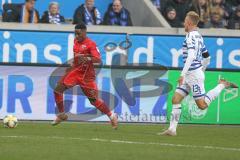 3. Fußball-Liga - Saison 2019/2020 - MSV Duisburg - FC Ingolstadt 04 - Frederic Ananou (#2,FCI) - Lukas Daschner (#13 Duisburg) - Foto: Meyer Jürgen