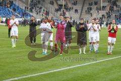 3. Fußball-Liga - Saison 2019/2020 - SV Waldhof Mannheim - FC Ingolstadt 04 - Die Spieler bedanken sich bei den mitgereisten Fans - Torwart Fabijan Buntic (#24,FCI)  - Ganiggia Ginola Elva (#14,FCI)  - Dennis Eckert Ayensa (#7,FCI)  - Filip Bilbija (#35,F