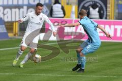 3. Fußball-Liga - Saison 2019/2020 - SV Waldhof Mannheim - FC Ingolstadt 04 - Fatih Kaya (#9,FCI)  - Marcel Seegert (#5 Mannheim) - Foto: Stefan Bösl