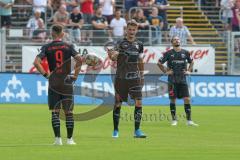 3. Fußball-Liga - Saison 2019/2020 - FC Victoria Köln - FC Ingolstadt 04 - Der 3:0 Führungstreffer - Jonatan Kotzke (#25,FCI) - Fatih Kaya (#9,FCI) - Stefan Kutschke (#30,FCI)  - Enttäuscht - Foto: Meyer Jürgen