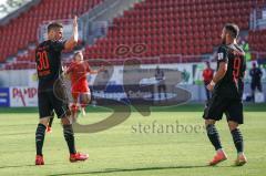 3. Liga - FSV Zwickau - FC Ingolstadt 04 - Schuß Solo Stefan Kutschke (30, FCI) Tor Jubel 0:2 mit Fatih Kaya (9, FCI)