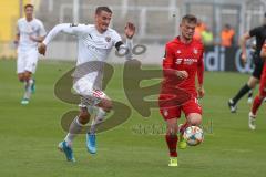 3. Fußball-Liga - Saison 2019/2020 - Bayern München II - FC Ingolstadt 04 - Stefan Kutschke (#30,FCI)  - Lars Lukas Mai (#15 München) - Foto: Meyer Jürgen