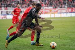 3. Liga - Hallescher FC - FC Ingolstadt 04 - Agyemang Diawusie (11, FCI) Bahn Bentley Baxter (7 Halle)