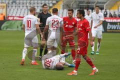 3. Fußball-Liga - Saison 2019/2020 - Bayern München II - FC Ingolstadt 04 - Robin Krausse (#23,FCI)  - Stefan Kutschke (#30,FCI)  - Maximilian Welzmüller (#19 München) - Foto: Meyer Jürgen