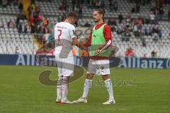 3. Fußball-Liga - Saison 2019/2020 - Bayern München II - FC Ingolstadt 04 - Dennis Eckert Ayensa (#7,FCI)  wird getröstet von Jonatan Kotzke (#25,FCI) - enttäuscht nach dem Spiel - Foto: Meyer Jürgen