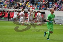 3. Liga - Fußball - KFC Uerdingen - FC Ingolstadt 04 - rechts Fatih Kaya (9, FCI) trifft zum 0:2, Jubel Tor, mit Jonatan Kotzke (25 FCI) Robin Krauße (23, FCI) Maximilian Beister (10, FCI) Caniggia Ginola Elva (14, FCI) Agyemang Diawusie (11, FCI)  Torwar