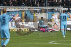 3. Fußball-Liga - Saison 2019/2020 - SV Waldhof Mannheim - FC Ingolstadt 04 - Nico Antonitsch (#5,FCI)  rettet auf der Linie - Torwart Fabijan Buntic (#24,FCI)  - Michael Heinloth (#17,FCI)  - Foto: Stefan Bösl