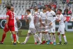 3. Fußball-Liga - Saison 2019/2020 - Bayern München II - FC Ingolstadt 04 - Der 1:1 Ausgleichstreffer durch Dennis Eckert Ayensa (#7,FCI)  - jubel - Stefan Kutschke (#30,FCI)  - Foto: Meyer Jürgen