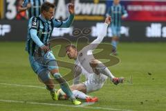 3. Fußball-Liga - Saison 2019/2020 - SV Waldhof Mannheim - FC Ingolstadt 04 - Marcel Gaus (#19,FCI)  - Michael Schultz (#23 Mannheim) - Foto: Stefan Bösl