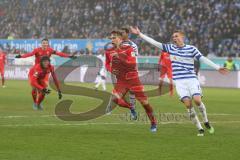 3. Fußball-Liga - Saison 2019/2020 - MSV Duisburg - FC Ingolstadt 04 - Dennis Eckert Ayensa (#7,FCI)  trifft zum 0:1 Führngstreffer - jubel - Foto: Meyer Jürgen