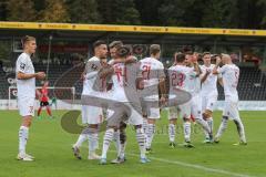 3. Liga - Fußball - SG Sonnenhof Großaspach - FC Ingolstadt 04 - Tor Jubel zum 1:5, Caniggia Ginola Elva (14, FCI) mit Fatih Kaya (9, FCI) Nico Antonitsch (5, FCI) Gordon Büch (38, FCI) Filip Bilbija (35, FCI) Robin Krauße (23, FCI)