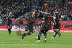 3. Liga - Fußball - Eintracht Braunschweig - FC Ingolstadt 04 - Tor Jubel Marcel Gaus (19, FCI) mit Fatih Kaya (9, FCI) und Dennis Eckert Ayensa (7, FCI)