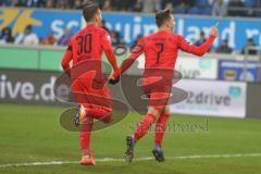 3. Fußball-Liga - Saison 2019/2020 - MSV Duisburg - FC Ingolstadt 04 - Dennis Eckert Ayensa (#7,FCI)  trifft zum 0:1 Führngstreffer - jubel - Foto: Meyer Jürgen