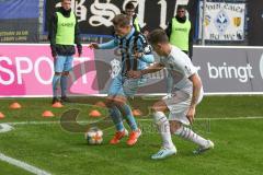 3. Fußball-Liga - Saison 2019/2020 - SV Waldhof Mannheim - FC Ingolstadt 04 - Dennis Eckert Ayensa (#7,FCI)  - Jan-Hendrik Marx (#26 Mannheim) - Foto: Stefan Bösl