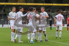 3. Liga - Fußball - SG Sonnenhof Großaspach - FC Ingolstadt 04 - Tor Jubel zum 1:5, Caniggia Ginola Elva (14, FCI) mit Fatih Kaya (9, FCI) Nico Antonitsch (5, FCI) Gordon Büch (38, FCI) Filip Bilbija (35, FCI) Robin Krauße (23, FCI)