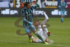 3. Fußball-Liga - Saison 2019/2020 - SV Waldhof Mannheim - FC Ingolstadt 04 - Marcel Gaus (#19,FCI)  - Michael Schultz (#23 Mannheim) - Foto: Stefan Bösl