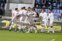 3. Liga - 1. FC Magdeburg - FC Ingolstadt 04 - Beister Maximilian (#10,FCI) mit dem 0:1 Führungstreffer - Jubel - Stefan Kutschke (#30,FCI)  - Fatih Kaya (#9,FCI) - Björn Paulsen (#4,FCI)  - Tobias Schröck (#21,FCI)  - Peter Kurzweg (#16,FCI)  - Maximilia