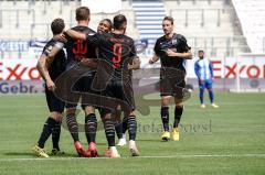 3. Liga - SV Meppen - FC Ingolstadt 04 - Tor Jubel Stefan Kutschke (30, FCI) mit Fatih Kaya (9, FCI) Caniggia Ginola Elva (14, FCI) Tobias Schröck (21, FCI) Marcel Gaus (19, FCI)