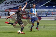 3. Liga - SV Meppen - FC Ingolstadt 04 - Alleingang zu Tor, Stefan Kutschke (30, FCI) schießt das 0:1, Jubel, Puttkammer Steffen (22 Meppen)