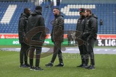 3. Fußball-Liga - Saison 2019/2020 - MSV Duisburg - FC Ingolstadt 04 - Fatih Kaya (#9,FCI)  - Frederic Ananou (#2,FCI) - Agyemang Diawusie (#11,FCI)  auf dem Spielfeld vor dem Spiel - Foto: Meyer Jürgen