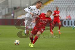 3. Fußball-Liga - Saison 2019/2020 - Bayern München II - FC Ingolstadt 04 - Stefan Kutschke (#30,FCI)  - Lars Lukas Mai (#15 München) - Foto: Meyer Jürgen