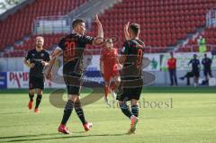 3. Liga - FSV Zwickau - FC Ingolstadt 04 - Schuß Solo Stefan Kutschke (30, FCI) Tor Jubel 0:2 mit Fatih Kaya (9, FCI)